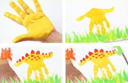 How to make dino hand print art