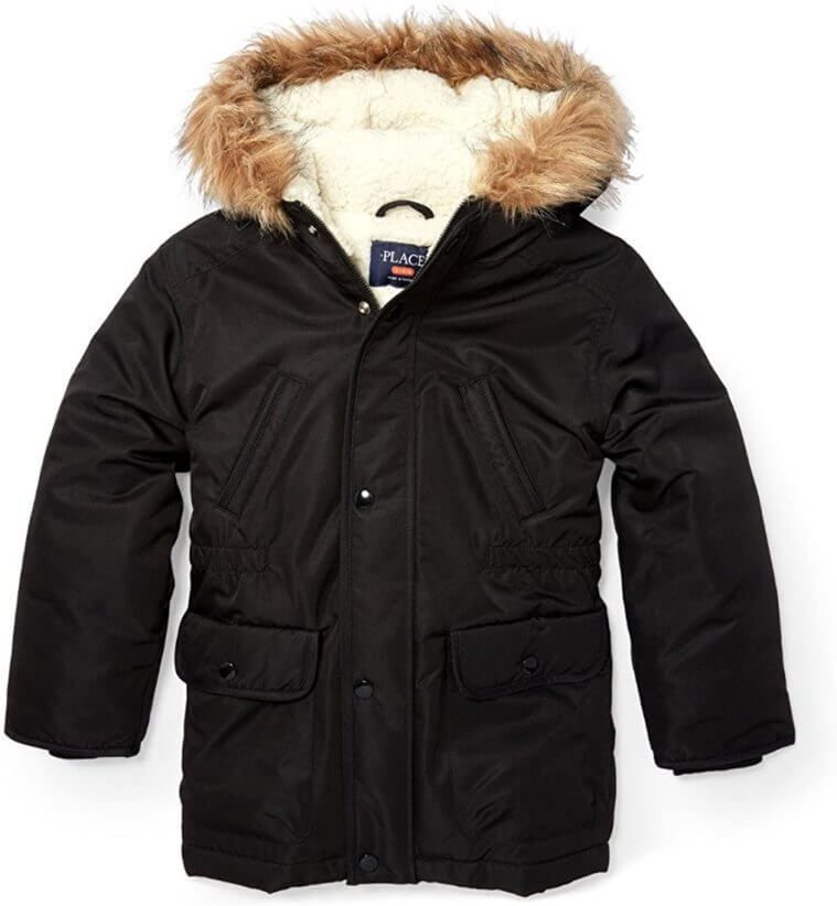 Parka with a fur trimmed hood